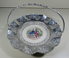 Farber and Shlevin Porcelain & Hammered Aluminum Basket Victorian Ladies Vintage picture