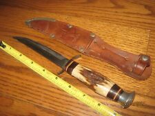 VINTAGE YORK CUTLERY 642 SOLINGEN GERMANY HUNTING KNIFE W/LEATHER SHEATH picture
