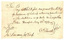 Oliver Ellsworth signed Revolutionary War Pay Order - Autographs - Autographs of picture