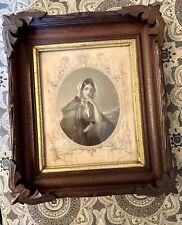 Gorgeous Antique Deep Well Picture Frame Walnut  - Woman Print picture