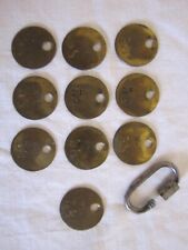 Vintage Round Brass ID Number Tags Lot 0f 10 Marked W-L 58 picture