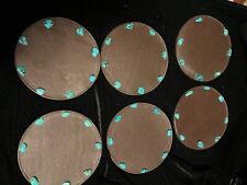 Set of 6 Paige Wallace Leather and Turquoise Coasters picture