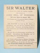 1891 SIR WALTER Horse Pedigree Serve Mares Card PICKERING Owner #HBW picture