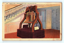 Liberty Bell Independence Hall Pennsylvania PA 195 Vintage Linen Postcard E4 picture