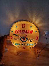Vintage Plastic  Coleman Milk Ice Cream Quality Checked WallMountClock Coleman W picture