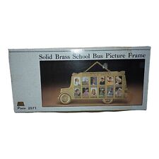Vintage Solid Brass SCHOOL DAYS Bus Picture Frame 1st-12th Grade Open Box  picture