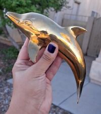 Vintage Brass Dolphin Sculpture Figurine Paper Weight Heavy Quality 9