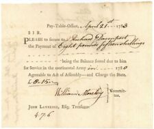 Revolutionary War Payment Order dated 1780's for Service in the Continental Army picture