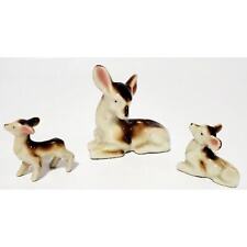 Vintage Japan Deer Fawn Glossy Figurines with Pink Ears - Set Of 3 picture