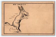 Donkey Postcard Democrat Political My Party c1905 Unposted Antique picture
