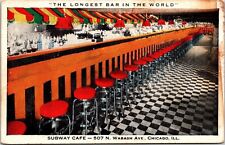 Chicago Illinois Subway Cafe Longest Bar In World Interior WB Postcard picture