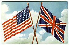 c.1910 UNITED STATES U.S. & UNITED KINGDOM FLAGS~EDW MITCHELL PATRIOTIC POSTCARD picture