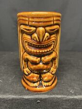 Vintage Tiki Brown Ceramic Tiki Mug Unbranded Small Glaze Miss SEE PICTURES. picture