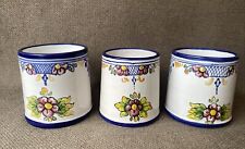 Lot W/ 3 Talavera Spain Pottery Small Coffee Tea Mugs Hand-painted  White Blue picture
