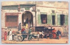 TUCK Oilette~Street Scene~Cairo~Donkey Pulls Cart~Vendor~Egypt~#7204~Vintage PC picture