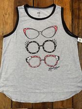Ladies Disney TANK Top MINNIE MOUSE Glitter Sunglasses Women's XL Boutique NWT picture