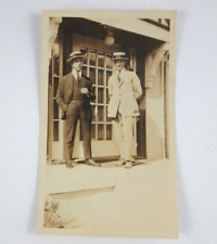 1920s Photograph Two Handsome Young Business Men In Suits And Straw Hats picture