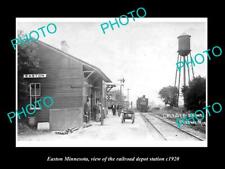 OLD 8x6 HISTORIC PHOTO OF EASTON MINNESOTA RAILROAD DEPOT STATION c1920 picture