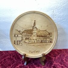 Rare Maribor Slovenia Souvenir Hand Made Pyrography Wood Wall Hanging Plate picture