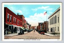 Gardiner ME-Maine, Water Street, Advertisement, Antique, Vintage c1931 Postcard picture