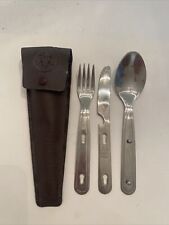 Vintage BSA Boy Scouts Utensil Set Case Spoon Knife Fork Bottle Opener picture