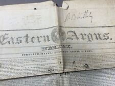 1834 Antique Newspaper ~ Eastern Argus ~ Portland, Maine ~ Old News History picture