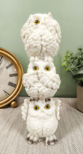 Ebros Stacked See Hear Speak No Evil Wise Acrobatic Fat Owls Figurine (White) picture