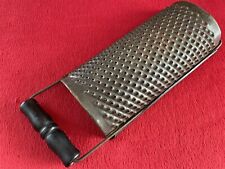 Antique Punched Tin Half Round Grater Old Primitive Kitchen Tool Wooden Handle picture