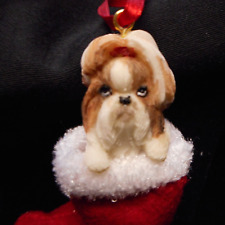 NEW Santa's Little Pals SHIH TZU, Tan and White Ornament from E & S Imports picture