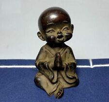Solid Brass Kid Monk Buddha Statue Zen Table Decor picture