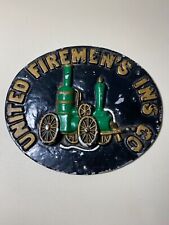 Virginia Metalcrafters United Fireman’s Ins Co Cast Iron Plaque Firetruck picture
