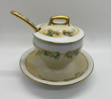 Z.S. & CO. BAVARIAN Sugar Bowl w/ Spoon Yellow Floral - Signed Demberger Great picture