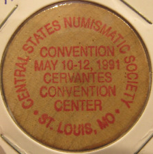 1991 Central States Numismatic Society St. Louis, MO Wooden Nickel - Missouri picture