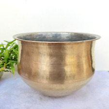1930s Vintage Hand Hammered Solid Brass Cooking Pot Rare Kitchenware Collectible picture