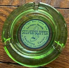 Silver Slipper Gambling Casino Las Vegas, Nev. Vintage Ashtray Green Glass picture