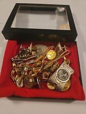 Vintage Lot Of Masonic & Shriners Pins, Cuff Links, 925 Money Clip, GF Tie Clip picture
