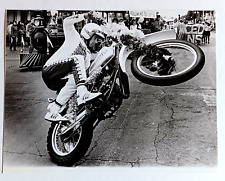 1980s Cagiva Motorcycle Stuntman Wheelie Christmas Parade Vintage Press Photo picture
