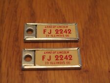 Vintage Matching Pair 1966 Illinois Mini License Plate Tag For Keychain FOB Auto picture