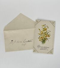Antique 1914 Old Floral Easter Card With Envelope Ephemera picture