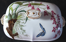 Antique 1883 MINTON COVERED LG SERVING TUREEN Hand Painted Butterflies & Flowers picture