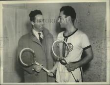 1937 Press Photo John Skillman Giving Rynn Berry Pointers at Squash Match picture