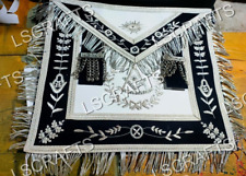 Masonic Past Master Silver Bullion Hand Embroidered Apron picture