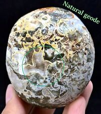 Raw natural ocean jasper quartz geode crystal sphere palm healing picture