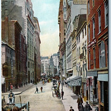 c1910s Boston MA State Street Old State House Downtown Crowd Store Signs PC A207 picture