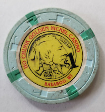 Vintage Ho Chunk Golden Nickel $1 Casino Chip, Baraboo Wisconsin picture