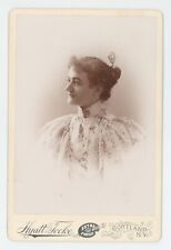 Antique Circa 1880s Cabinet Card Beautiful Woman in Gorgeous Dress Cortland, NY picture