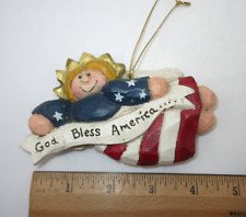 Eddie Walker Patriotic Ornament GOD BLESS AMERICA Lady Liberty Angel 4th of July picture