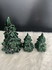 Lot Of 3 Vintage Green Ceramic Christmas Trees Large Tree 6