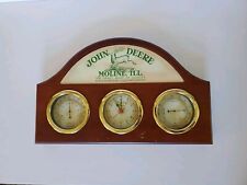 Vintage John Deere Wooden Clock, Thermometer, and Barometer Weather Station picture