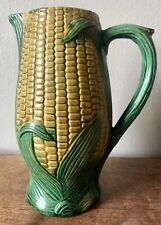 Antique Majolica Pottery Corn Cob Pitcher Vibrant Colors 7